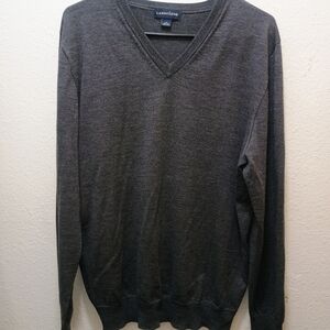 Lands' End Men's Gray V-Neck Sweater